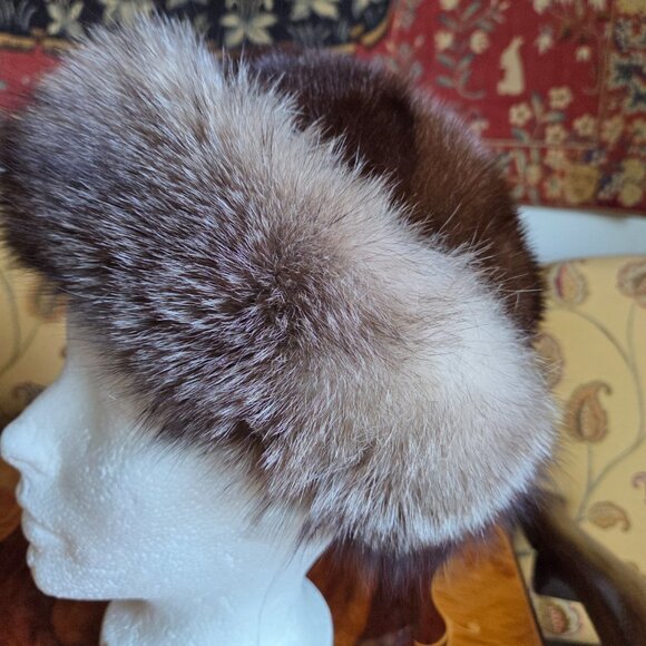 Stunning Real Fur Hat Mink & Crystal Fox - Picture 5 of 11